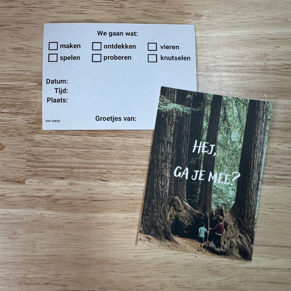 Uitnodigingskaartjes 'Hej, ga je mee?' | Toemba