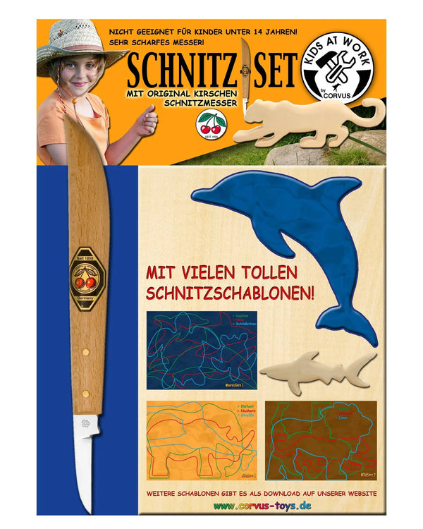 Kids At Work – Houtsnijset met mes en dierensjablonen