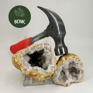 Bergkristal Geode om zelf te kraken. - Bonk | 8 -10 cm